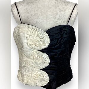 Marisa Baratelli Black White Statement Flower Bustier Covertible Top